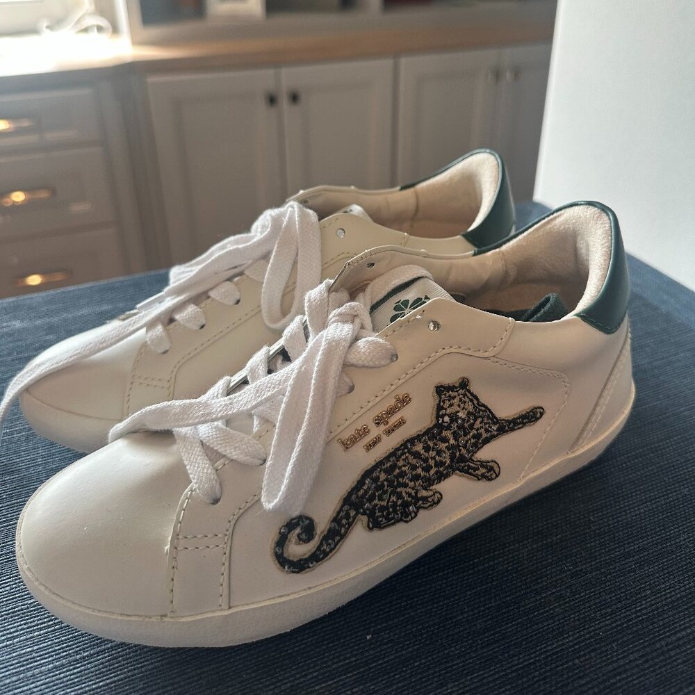 Kate Spade Green with Cheetah Detail Sneakers (Size 7)